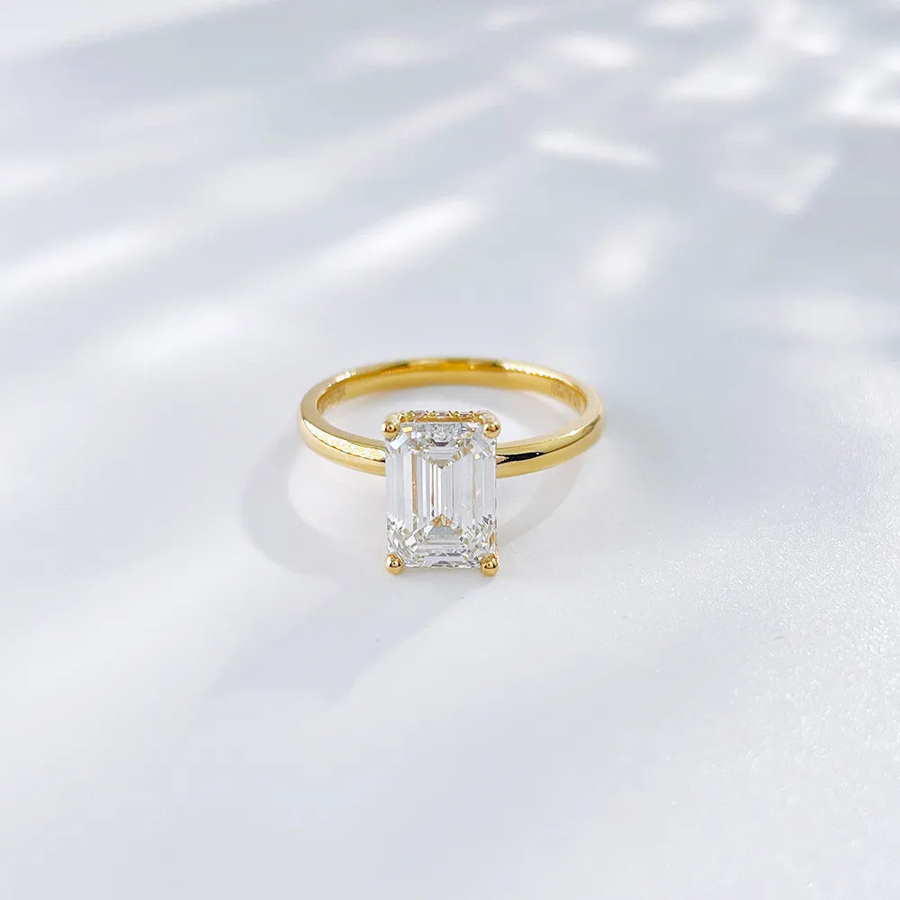 2.08 ct Minimalist Four-Prong Emerald-Cut Lab-Grown Diamond Ring in 18K Yellow Gold – APYFR0096-Y