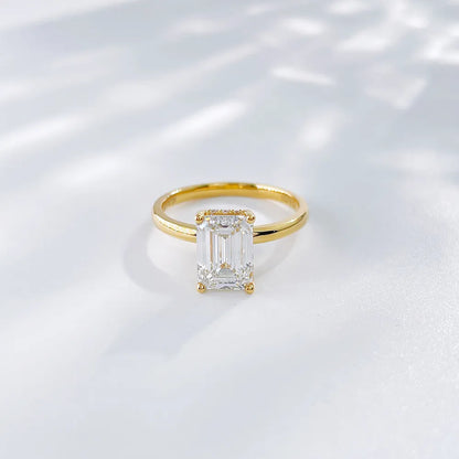 2.08 ct Minimalist Four-Prong Emerald-Cut Lab-Grown Diamond Ring in 18K Yellow Gold – APYFR0096-Y