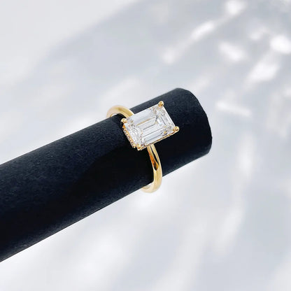 2.08 ct Minimalist Four-Prong Emerald-Cut Lab-Grown Diamond Ring in 18K Yellow Gold – APYFR0096-Y