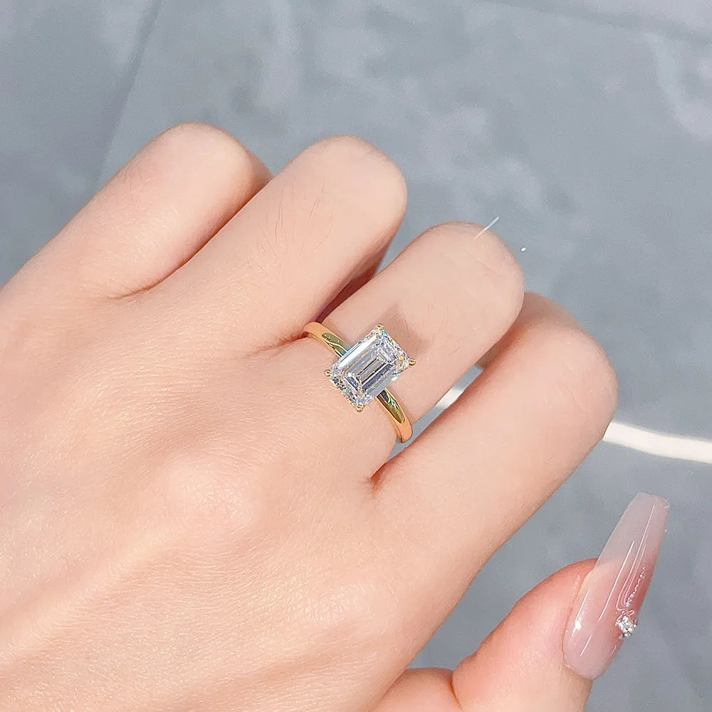 2.08 ct Minimalist Four-Prong Emerald-Cut Lab-Grown Diamond Ring in 18K Yellow Gold – APYFR0096-Y