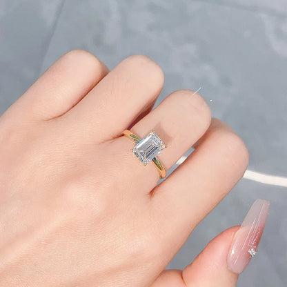 2.08 ct Minimalist Four-Prong Emerald-Cut Lab-Grown Diamond Ring in 18K Yellow Gold – APYFR0096-Y