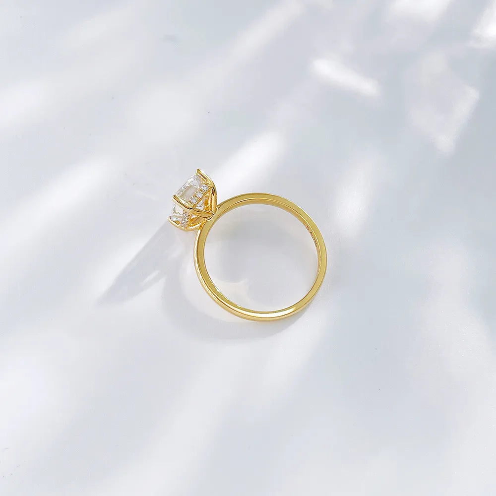 2.08 ct Minimalist Four-Prong Emerald-Cut Lab-Grown Diamond Ring in 18K Yellow Gold – APYFR0096-Y