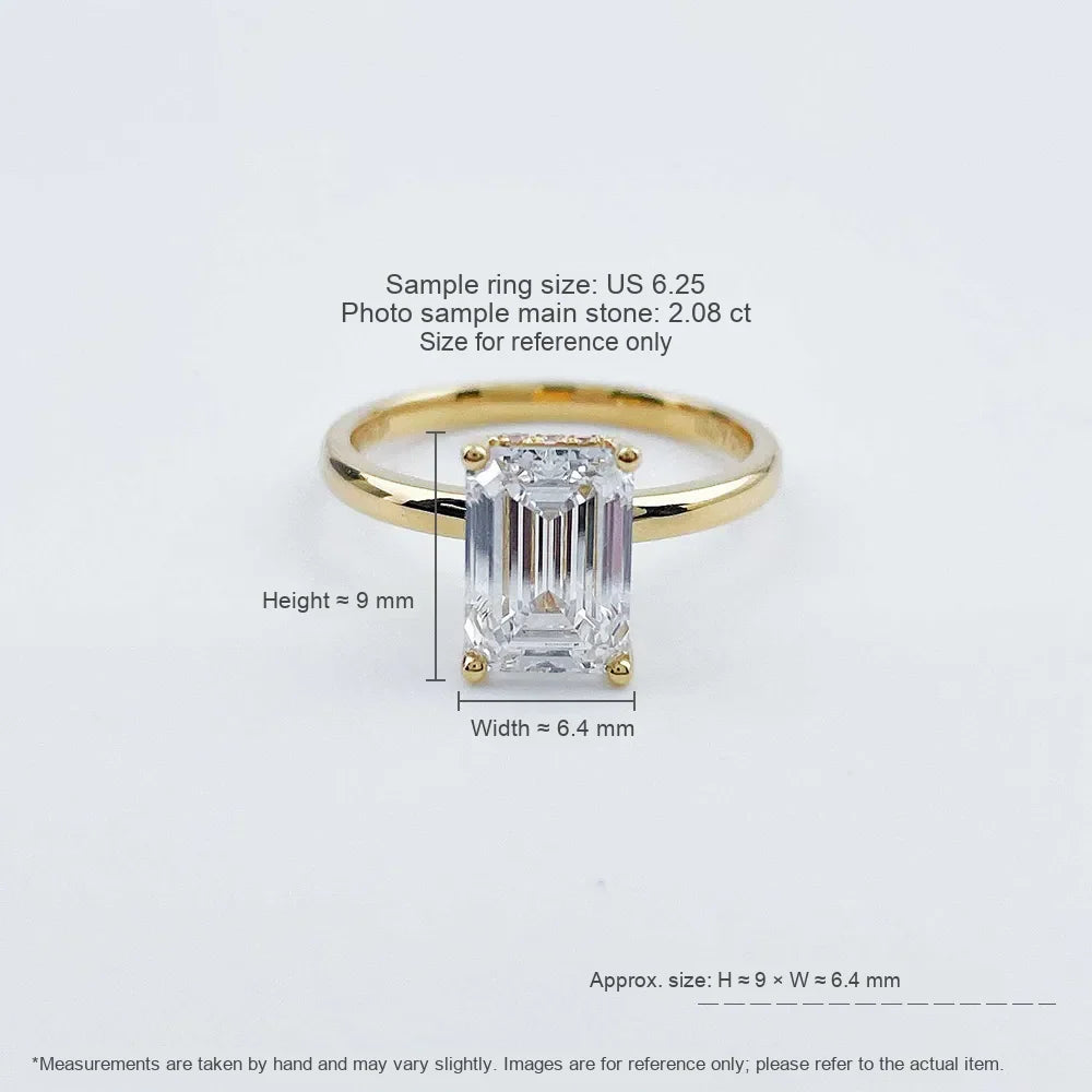 2.08 ct Minimalist Four-Prong Emerald-Cut Lab-Grown Diamond Ring in 18K Yellow Gold – APYFR0096-Y