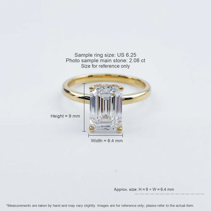 2.08 ct Minimalist Four-Prong Emerald-Cut Lab-Grown Diamond Ring in 18K Yellow Gold – APYFR0096-Y