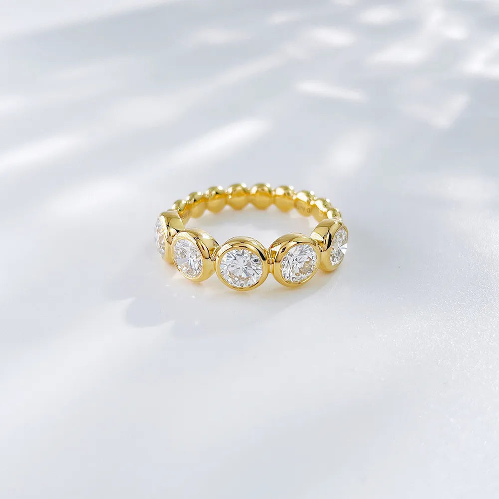 1.57 ctw Vintage Round-Cut Lab-Grown Diamond Band in 18K Yellow Gold