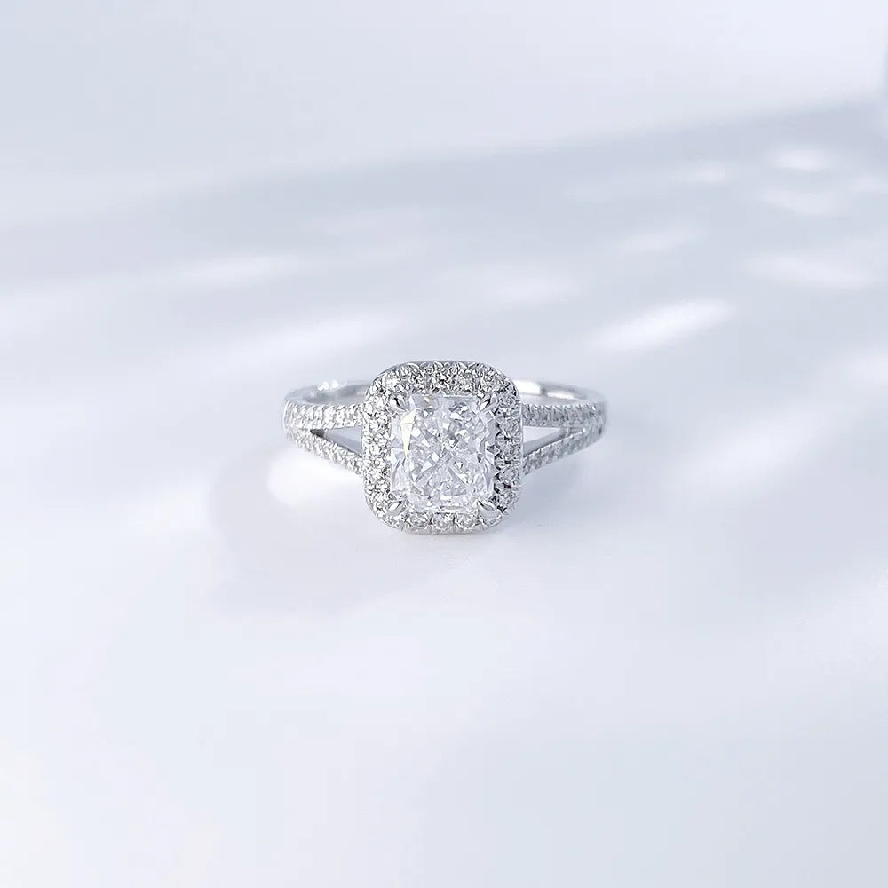 1.09 ct Four-Prong Cushion-Cut Lab-Grown Diamond Ring in 18K White Gold