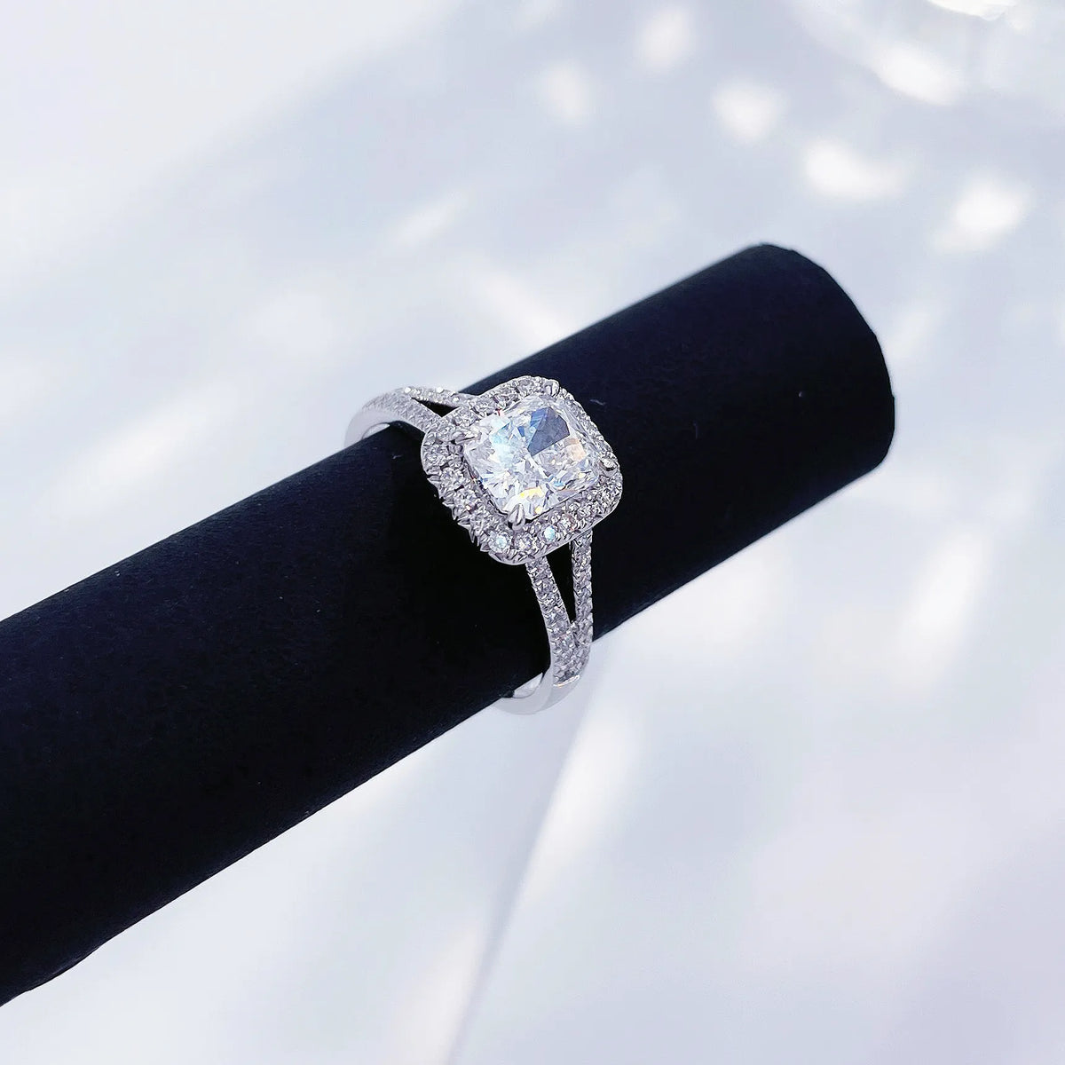 1.09 ct Four-Prong Cushion-Cut Lab-Grown Diamond Ring in 18K White Gold