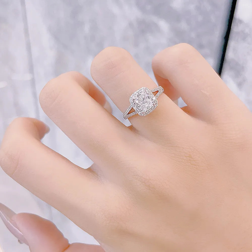 1.09 ct Four-Prong Cushion-Cut Lab-Grown Diamond Ring in 18K White Gold