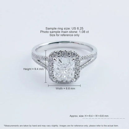 1.09 ct Four-Prong Cushion-Cut Lab-Grown Diamond Ring in 18K White Gold