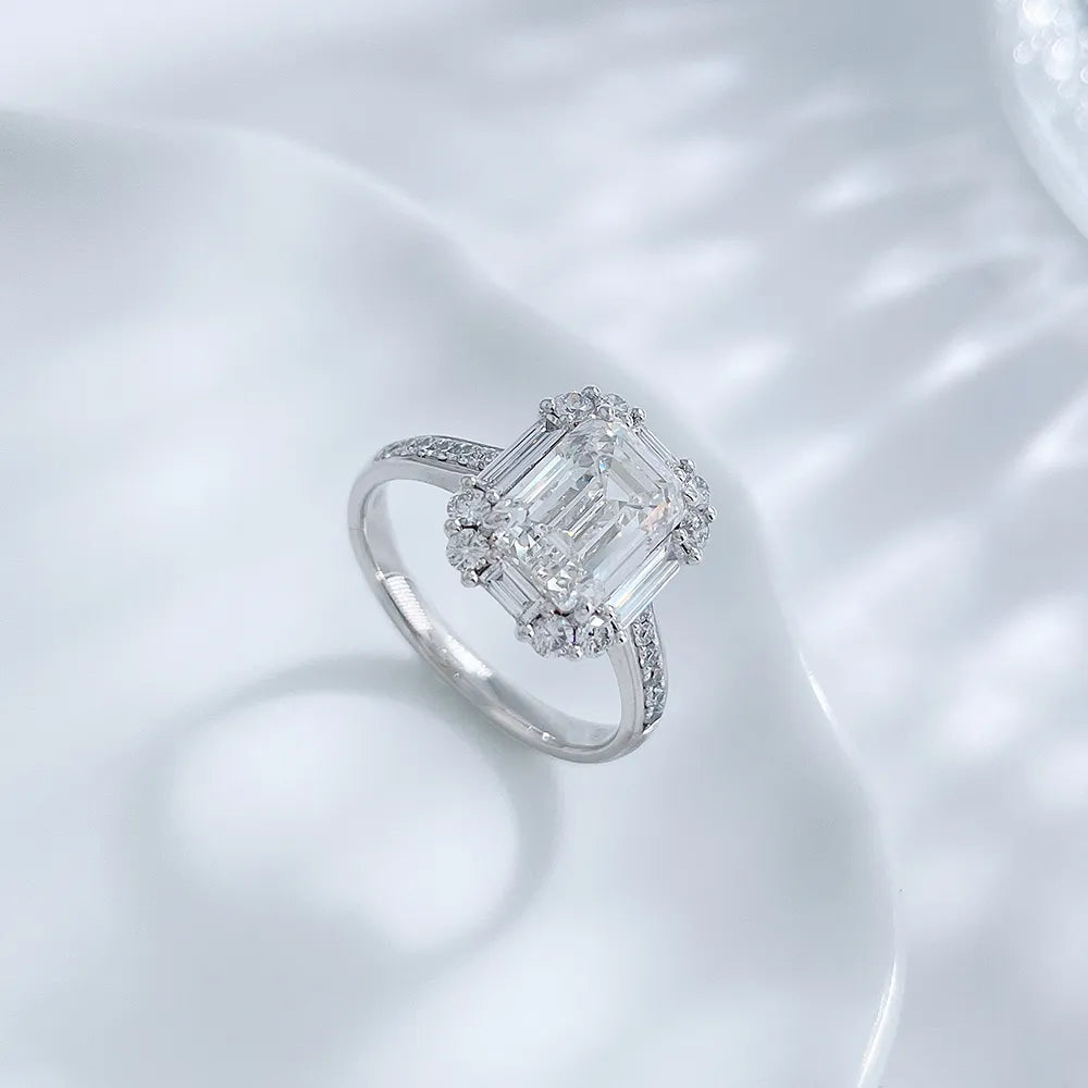 2.09 ct Statement Four-Prong Emerald-Cut Lab-Grown Diamond Ring in PT950 Platinum