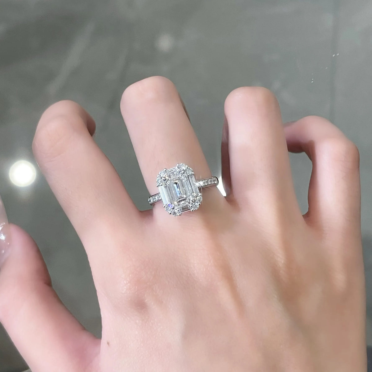 2.09 ct Statement Four-Prong Emerald-Cut Lab-Grown Diamond Ring in PT950 Platinum