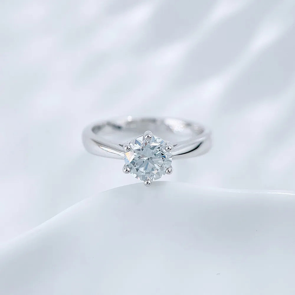 1.04 ct Celestial Six-Prong Round-Cut Lab-Grown Diamond Ring in 925 Sterling Silver