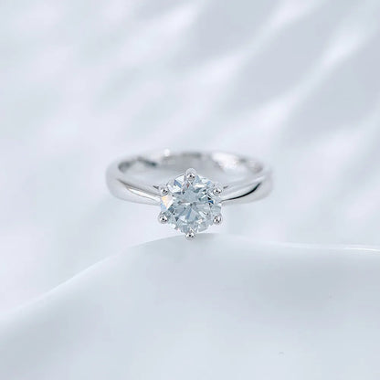 1.04 ct Celestial Six-Prong Round-Cut Lab-Grown Diamond Ring in 925 Sterling Silver