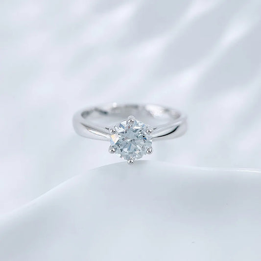 1.04 ct Celestial Six-Prong Round-Cut Lab-Grown Diamond Ring in 925 Sterling Silver