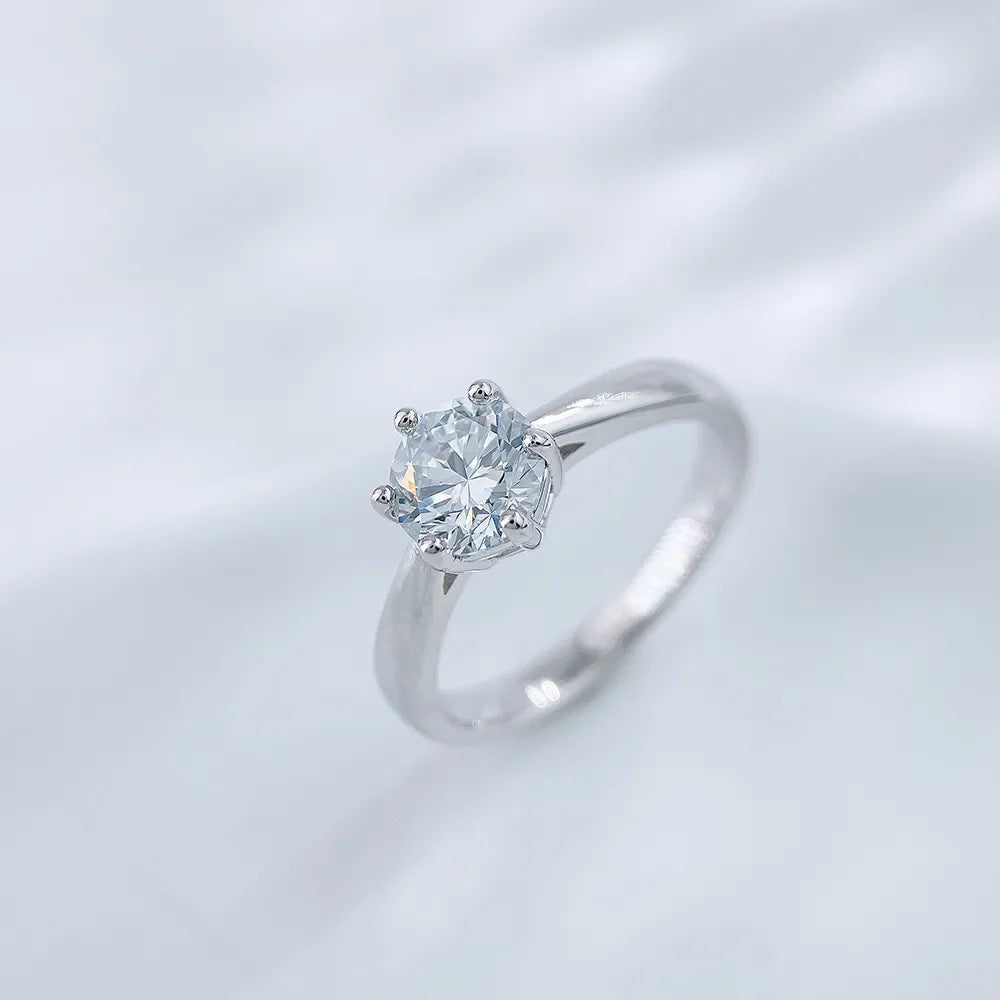 1.04 ct Celestial Six-Prong Round-Cut Lab-Grown Diamond Ring in 925 Sterling Silver