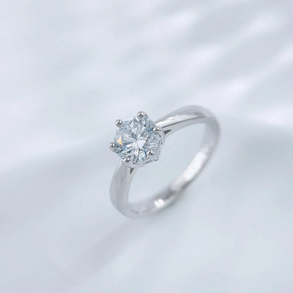 1.04 ct Celestial Six-Prong Round-Cut Lab-Grown Diamond Ring in 925 Sterling Silver