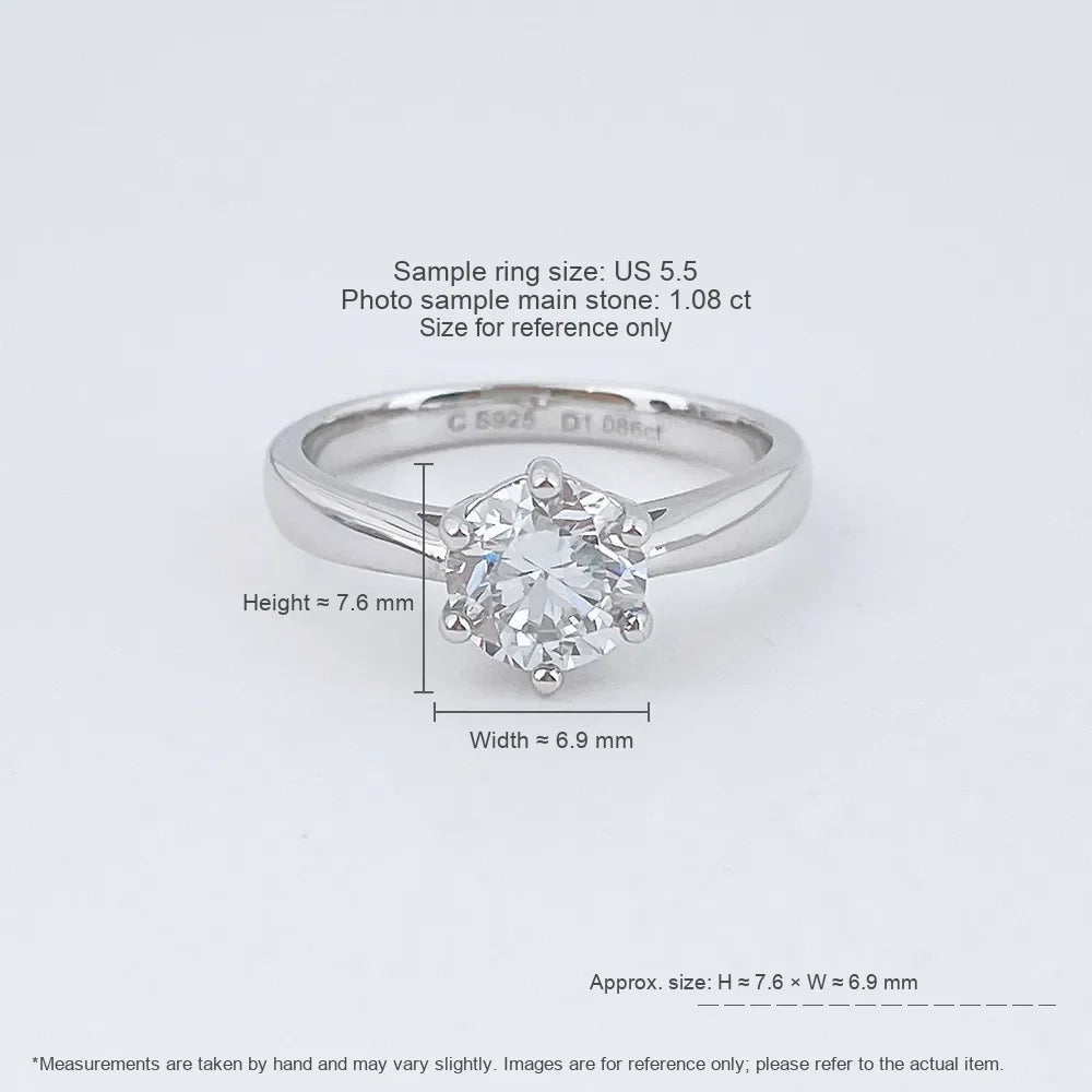 1.04 ct Celestial Six-Prong Round-Cut Lab-Grown Diamond Ring in 925 Sterling Silver