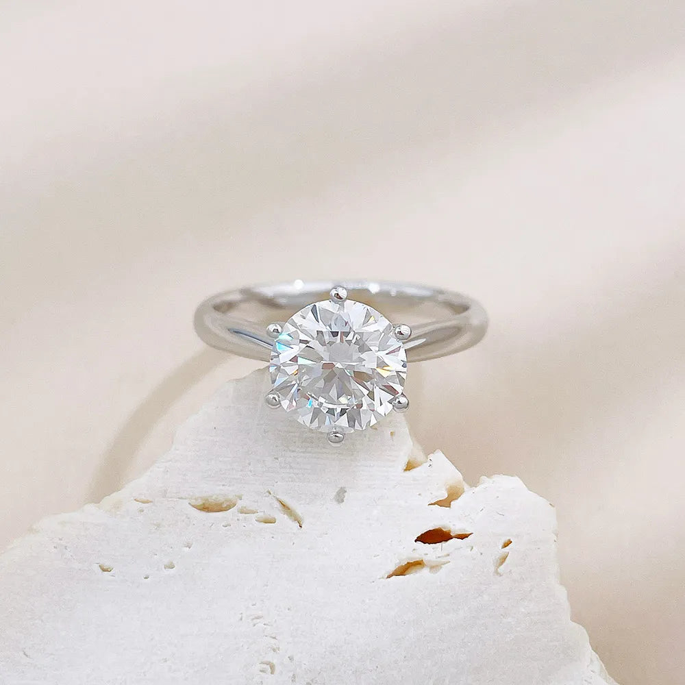 2.21 ct Classic Six-Prong Round-Cut Lab-Grown Diamond Ring in 18K White Gold