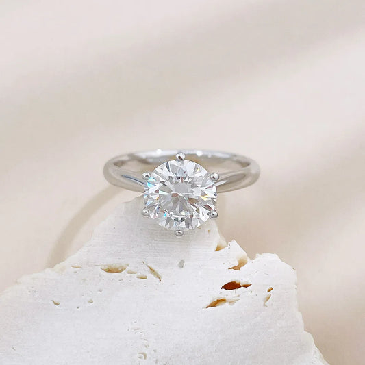 2.21 ct Classic Six-Prong Round-Cut Lab-Grown Diamond Ring in 18K White Gold