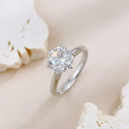 2.21 ct Classic Six-Prong Round-Cut Lab-Grown Diamond Ring in 18K White Gold