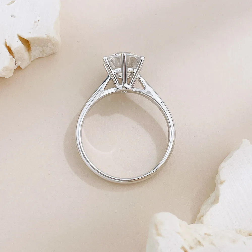 2.21 ct Classic Six-Prong Round-Cut Lab-Grown Diamond Ring in 18K White Gold