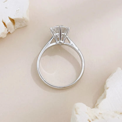 2.21 ct Classic Six-Prong Round-Cut Lab-Grown Diamond Ring in 18K White Gold