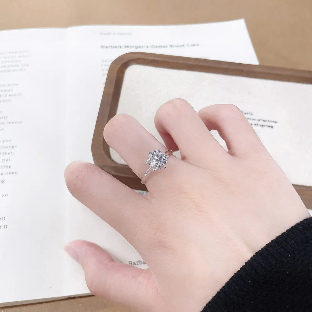 2.21 ct Classic Six-Prong Round-Cut Lab-Grown Diamond Ring in 18K White Gold
