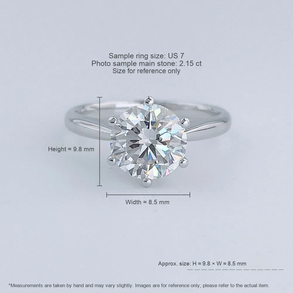 2.21 ct Classic Six-Prong Round-Cut Lab-Grown Diamond Ring in 18K White Gold