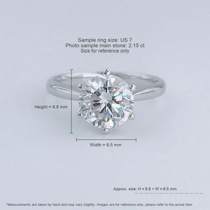 2.21 ct Classic Six-Prong Round-Cut Lab-Grown Diamond Ring in 18K White Gold