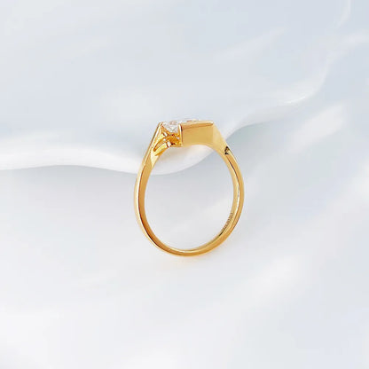 1.01 ct Minimalist Princess-Cut Lab-Grown Diamond Ring in 18K Yellow Gold – APYFR0107-Y