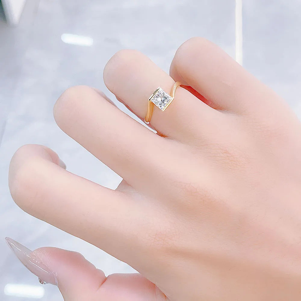 1.01 ct Minimalist Princess-Cut Lab-Grown Diamond Ring in 18K Yellow Gold – APYFR0107-Y