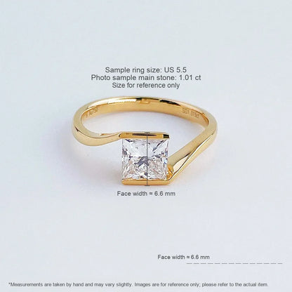 1.01 ct Minimalist Princess-Cut Lab-Grown Diamond Ring in 18K Yellow Gold – APYFR0107-Y