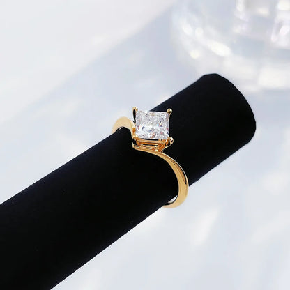 1.03 ct Geometric Four-Prong Princess-Cut Lab-Grown Diamond Ring in 18K Yellow Gold