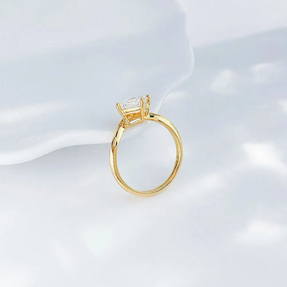 1.03 ct Geometric Four-Prong Princess-Cut Lab-Grown Diamond Ring in 18K Yellow Gold