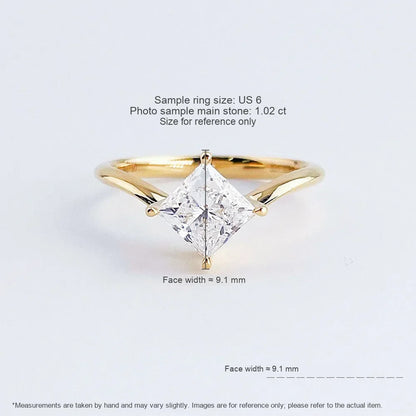 1.03 ct Geometric Four-Prong Princess-Cut Lab-Grown Diamond Ring in 18K Yellow Gold