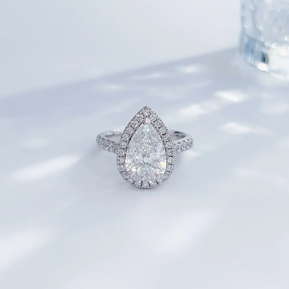 3.07 ct Statement Three-Prong Pear-Cut Lab-Grown Diamond Ring in PT950 Platinum – APYFR0112-PT