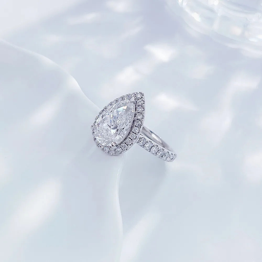 3.07 ct Statement Three-Prong Pear-Cut Lab-Grown Diamond Ring in PT950 Platinum – APYFR0112-PT