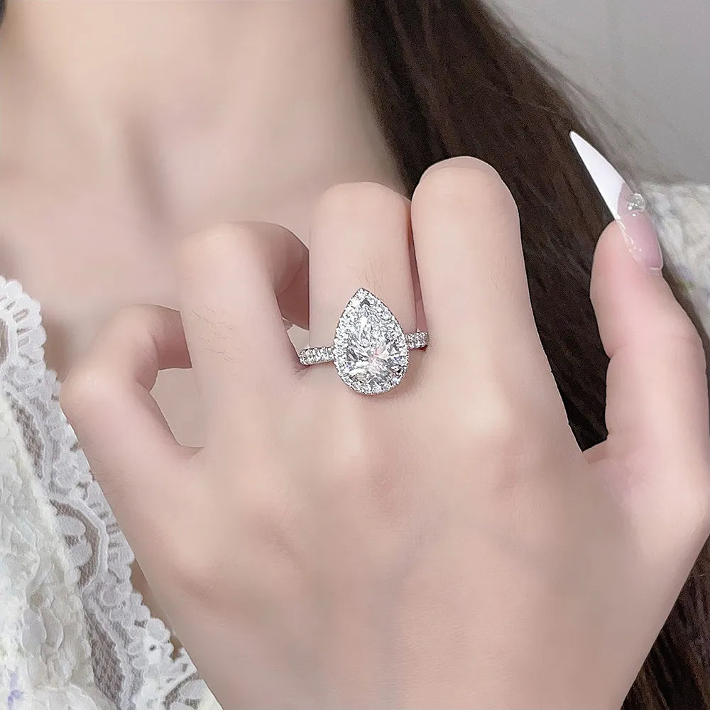 3.07 ct Statement Three-Prong Pear-Cut Lab-Grown Diamond Ring in PT950 Platinum – APYFR0112-PT