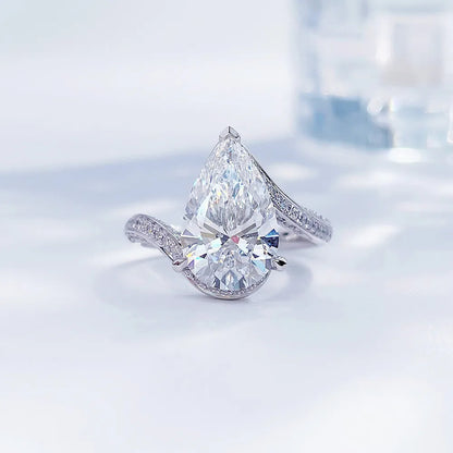 3.1 ct Three-Prong Pear-Cut Lab-Grown Diamond Ring in PT950 Platinum – APYFR0114-PT