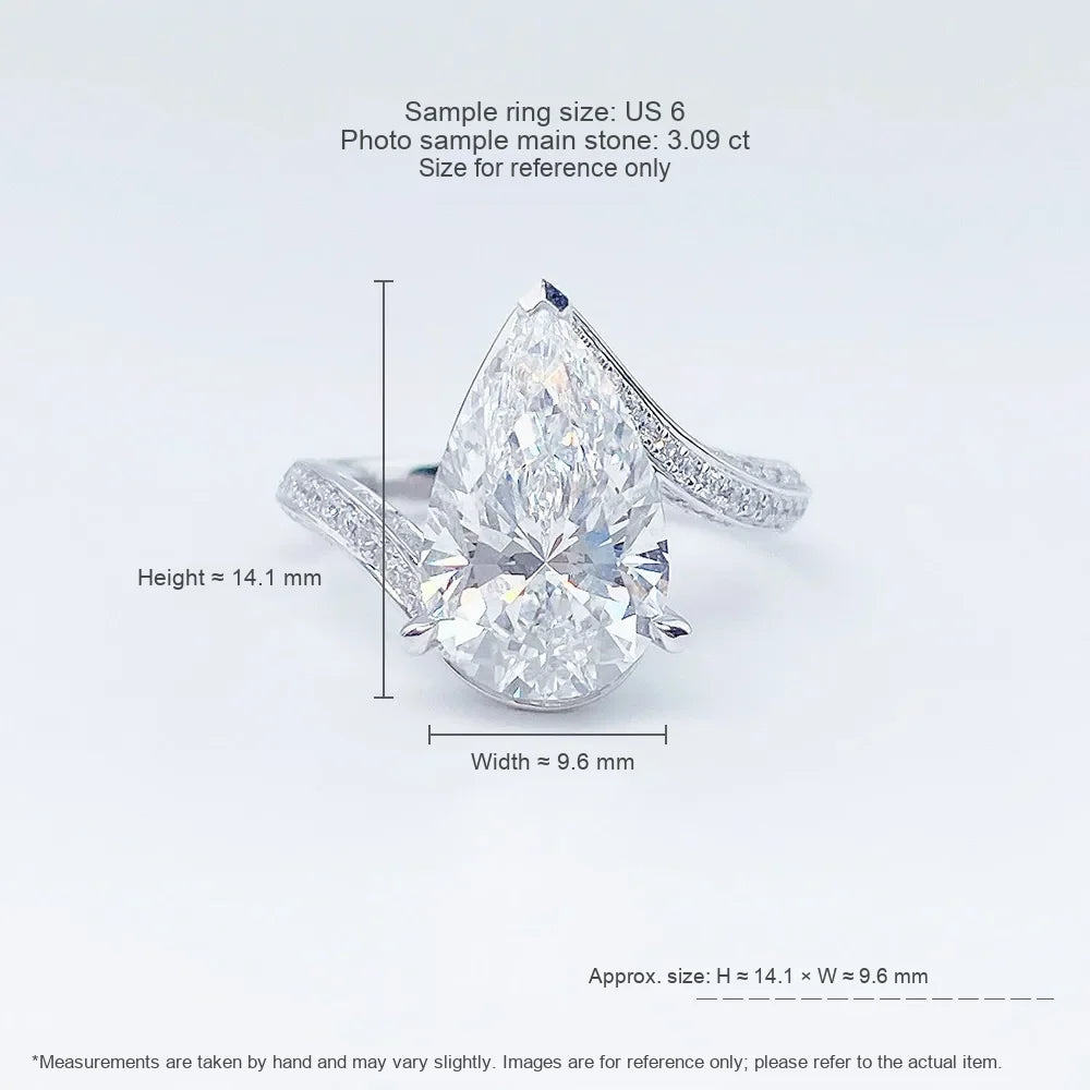 3.1 ct Three-Prong Pear-Cut Lab-Grown Diamond Ring in PT950 Platinum – APYFR0114-PT