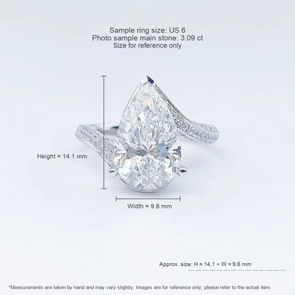 3.1 ct Three-Prong Pear-Cut Lab-Grown Diamond Ring in PT950 Platinum – APYFR0114-PT
