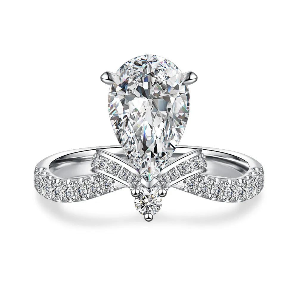 2.11 ct Butterfly Three-Prong Pear-Cut Lab-Grown Diamond Ring in PT950 Platinum