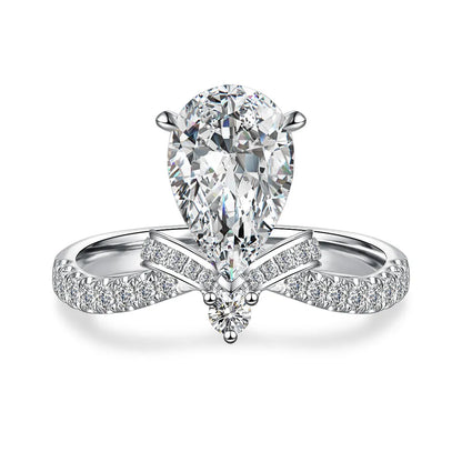2.11 ct Butterfly Three-Prong Pear-Cut Lab-Grown Diamond Ring in PT950 Platinum