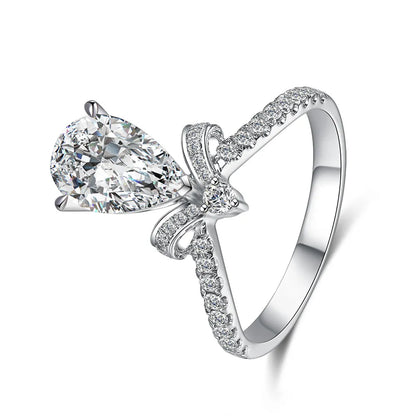 2.11 ct Butterfly Three-Prong Pear-Cut Lab-Grown Diamond Ring in PT950 Platinum