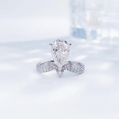 2.11 ct Butterfly Three-Prong Pear-Cut Lab-Grown Diamond Ring in PT950 Platinum