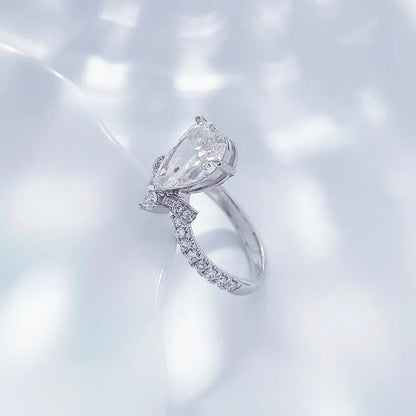 2.11 ct Butterfly Three-Prong Pear-Cut Lab-Grown Diamond Ring in PT950 Platinum