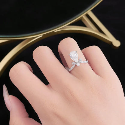 2.11 ct Butterfly Three-Prong Pear-Cut Lab-Grown Diamond Ring in PT950 Platinum