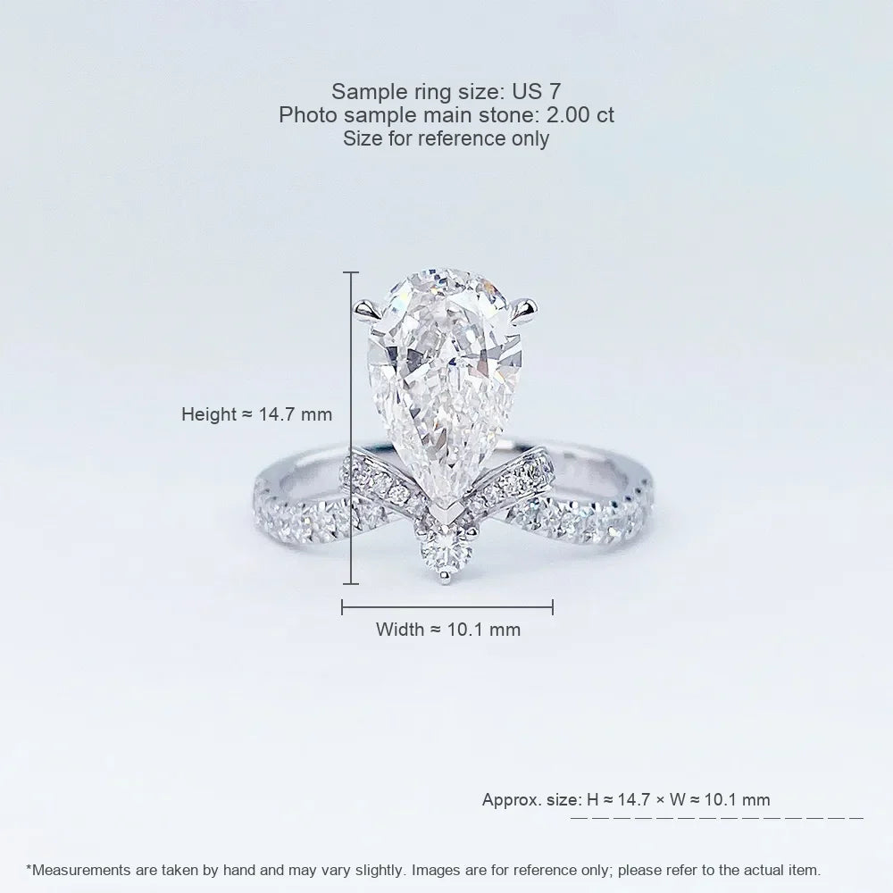2.11 ct Butterfly Three-Prong Pear-Cut Lab-Grown Diamond Ring in PT950 Platinum