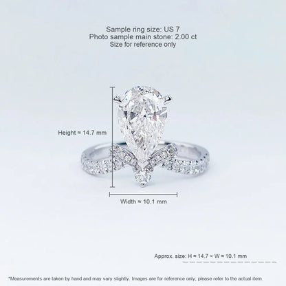 2.11 ct Butterfly Three-Prong Pear-Cut Lab-Grown Diamond Ring in PT950 Platinum