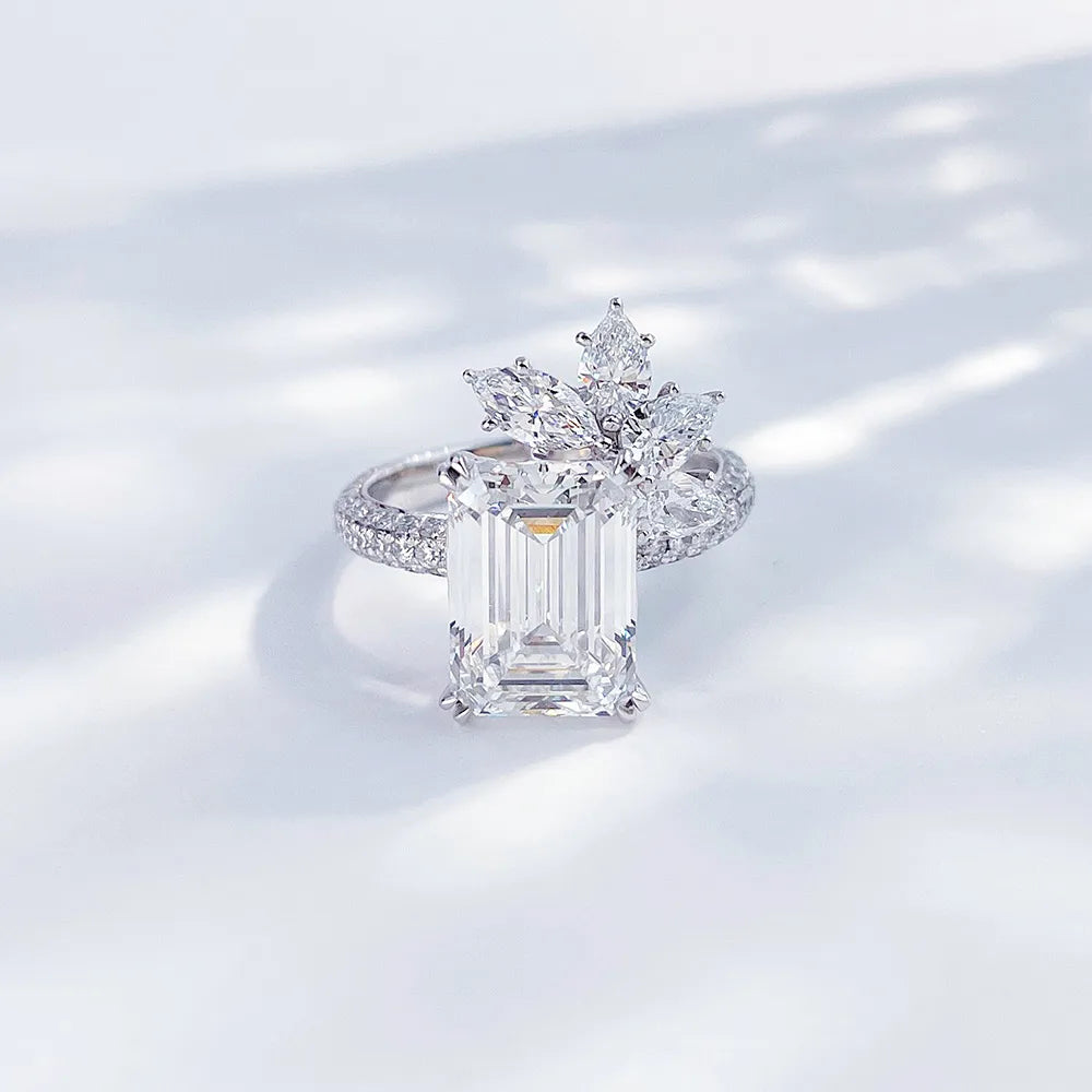 5.01 ct Four-Prong Emerald-Cut Lab-Grown Diamond Ring in PT950 Platinum – APYFR0118-PT
